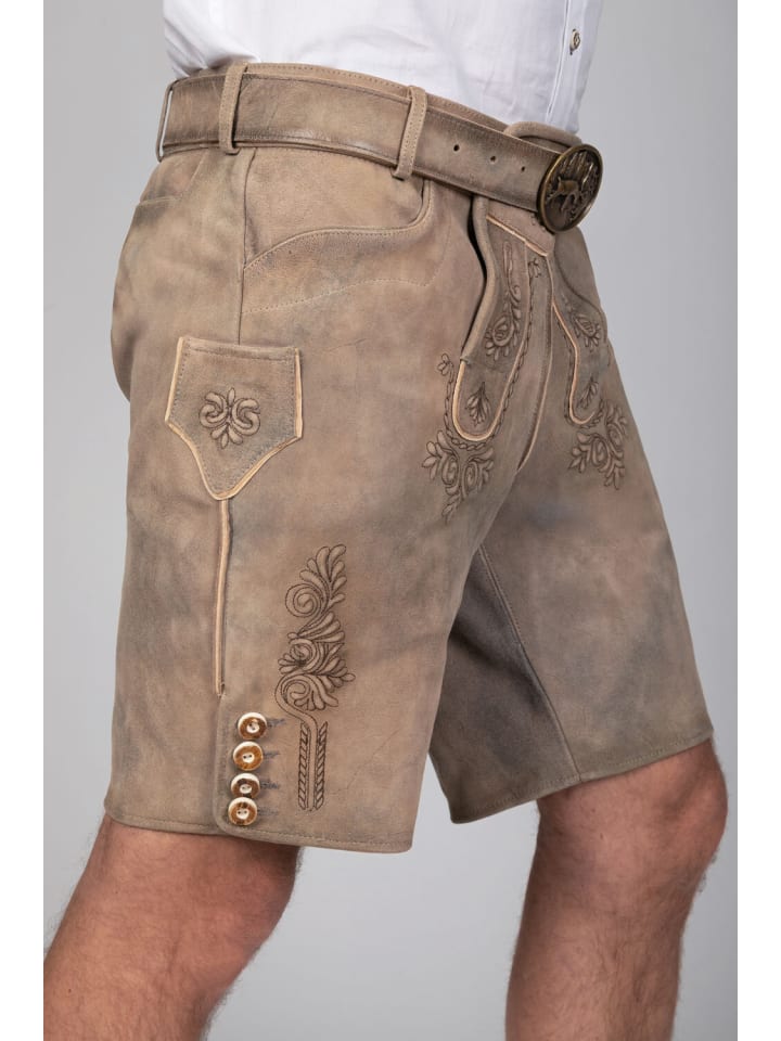 Edelnice Kurze Wildbock Lederhose Lukas in hellbraun günstig kaufen