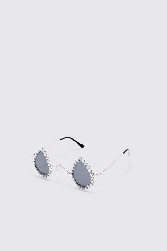 Tropfenförmige Sonnenbrille mit Strass