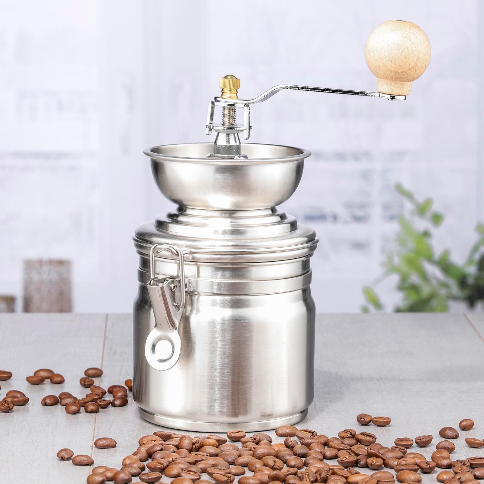 HAC24 Kaffeemühle Handkaffeemühle Kaffee Mühle Mahlmaschine Individuelle Mahlgradeinstellung, Kegelmahlwerk, Manuell, Edelstahl mit Keramikmahlwerk