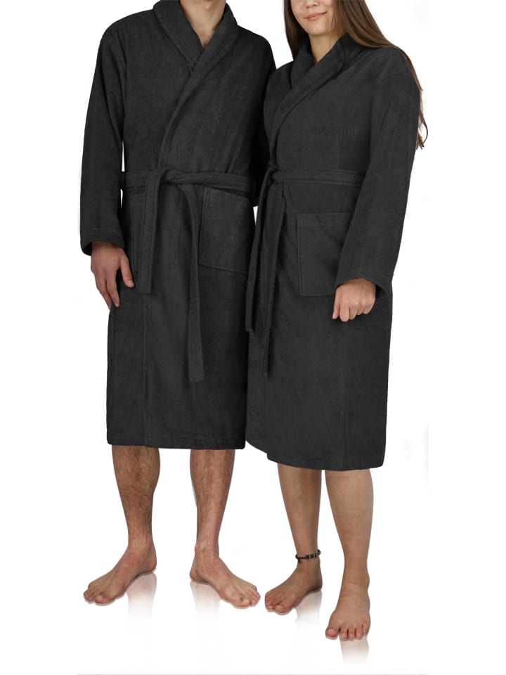 normani Unisex Premium Bademantel Sivas in Schwarz günstig kaufen