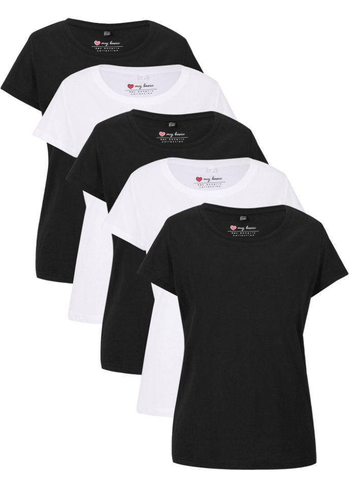 Rundhals-Shirt, Kurzarm (5er Pack)