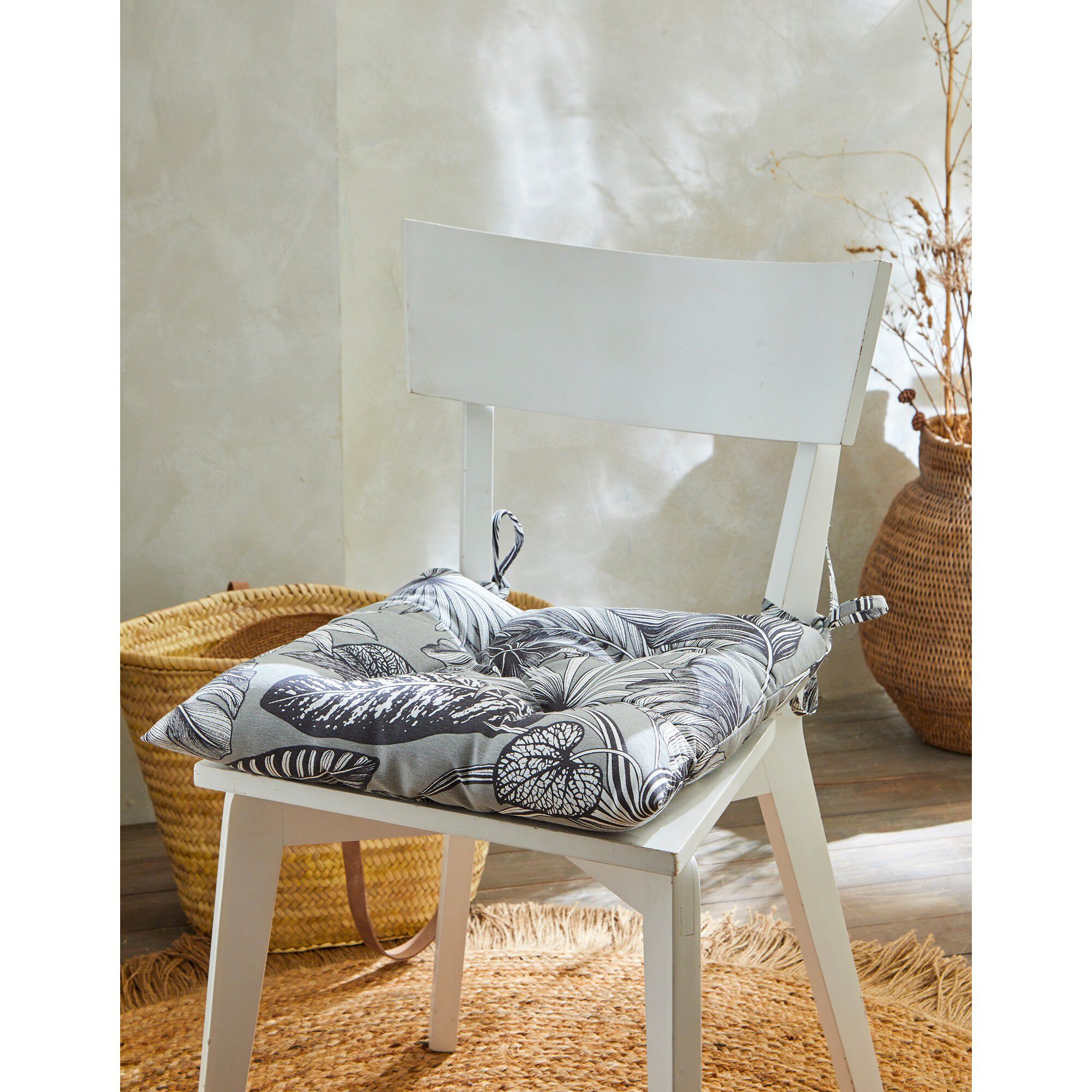 Galette de chaise imprimé tropical