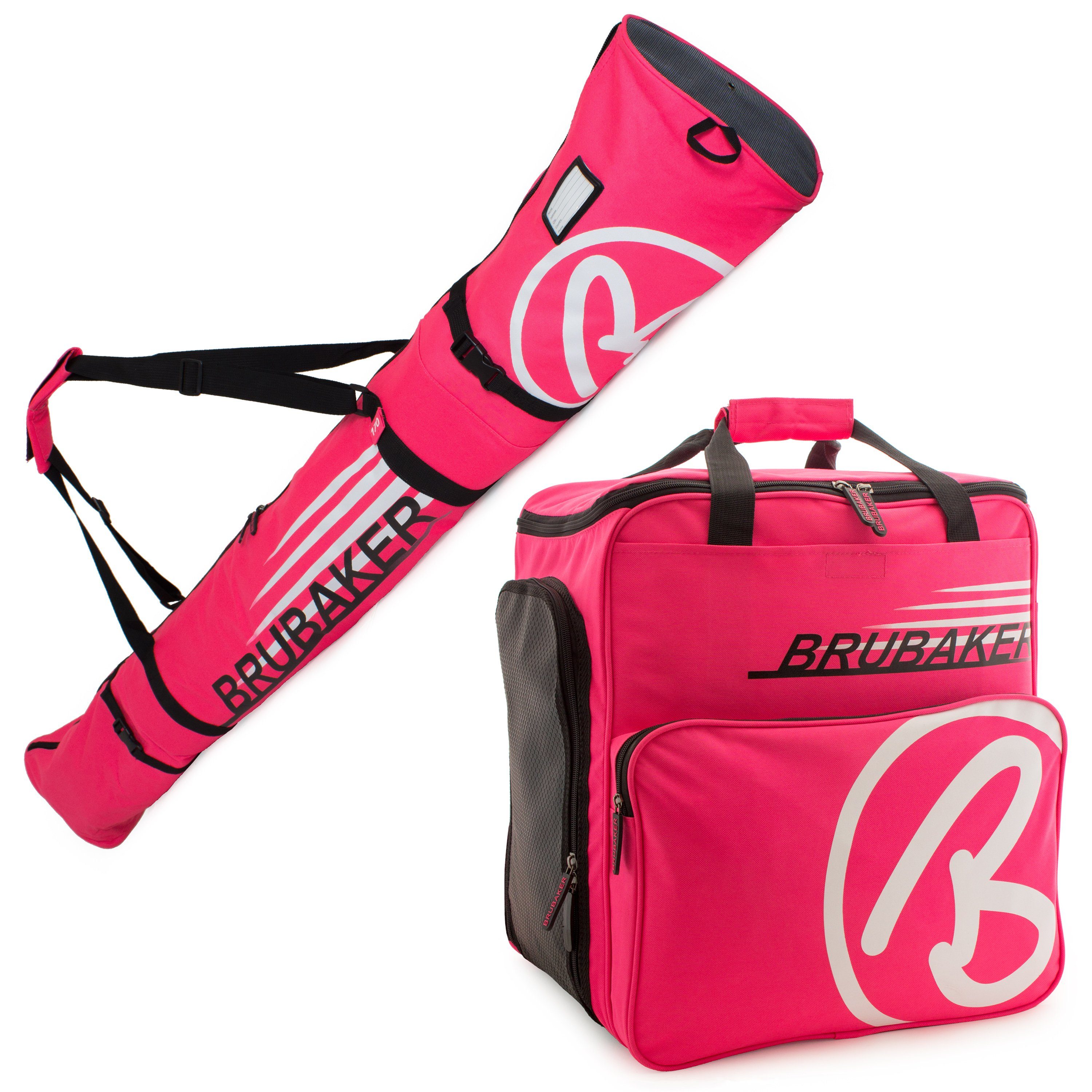 BRUBAKER Sporttasche Champion Skitasche Kombi Set (2-tlg., reißfest und nässeabweisend), Skisack und Skischuhtasche für 1 Paar Ski