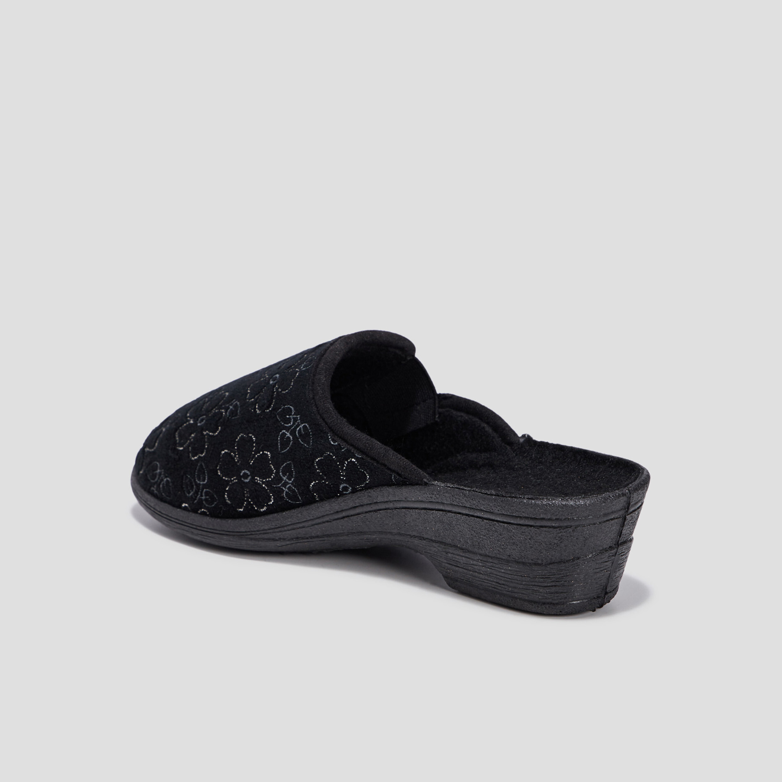 Chaussons mules compensés noir femme | La Halle