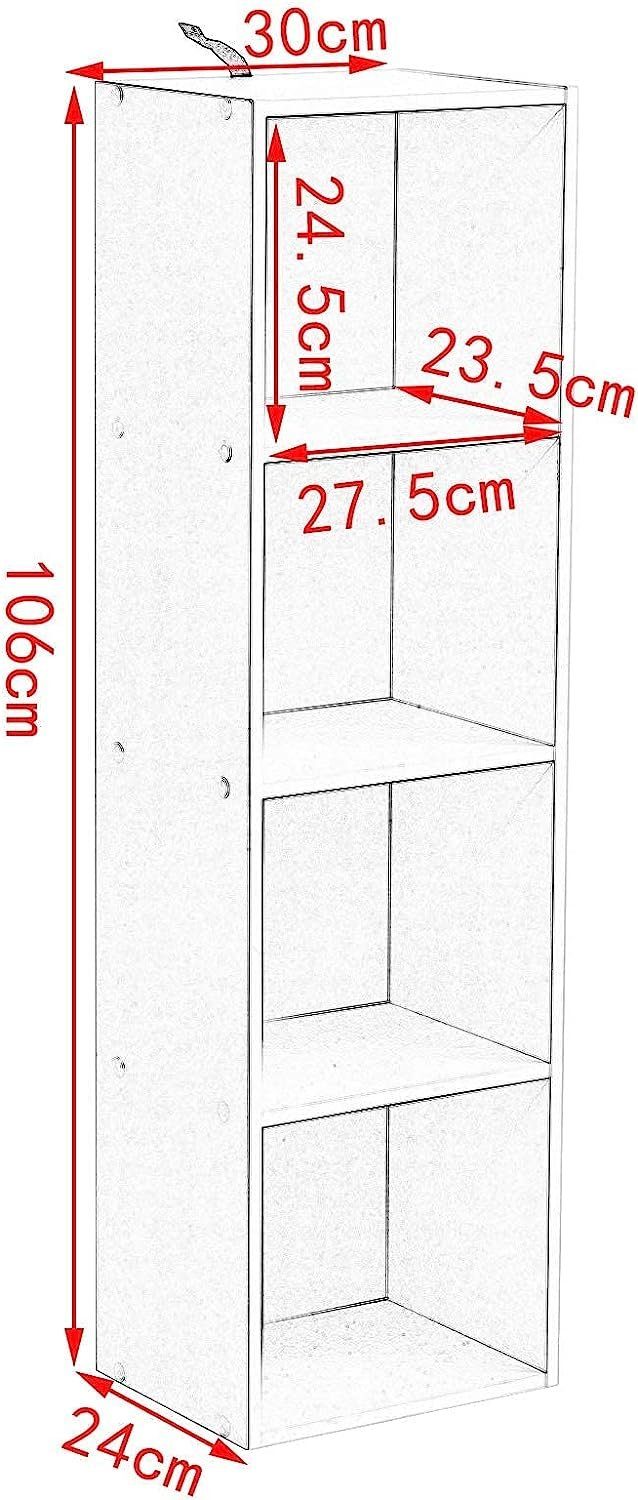 Woltu Bücherregal, 1-tlg., Bücherregal aus MDF weiß 30x24x106 cm