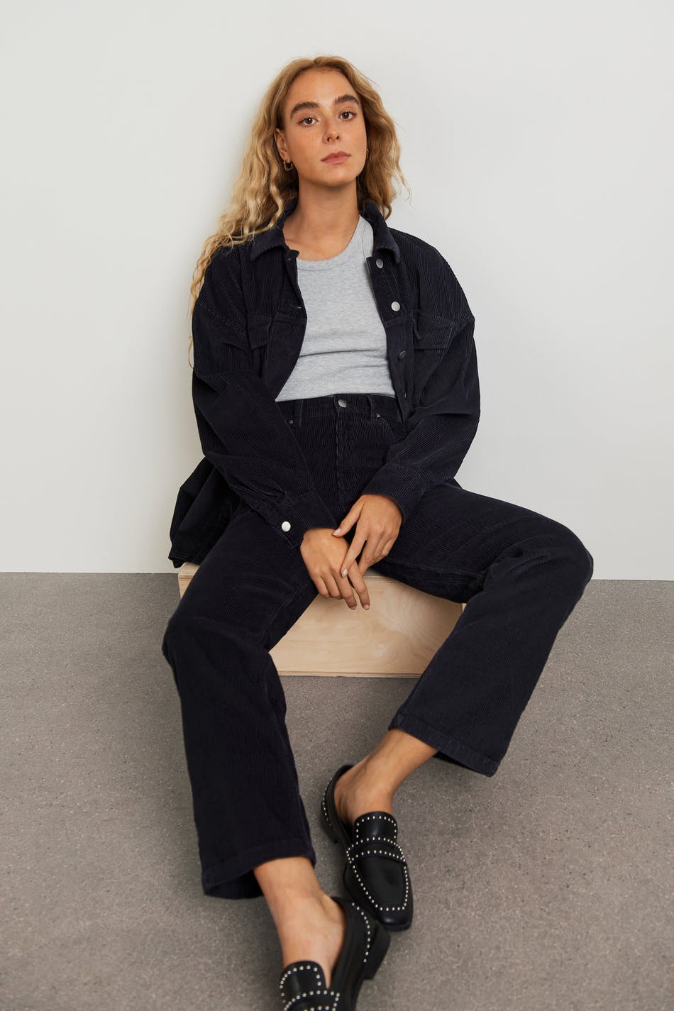 Straight cord trousers