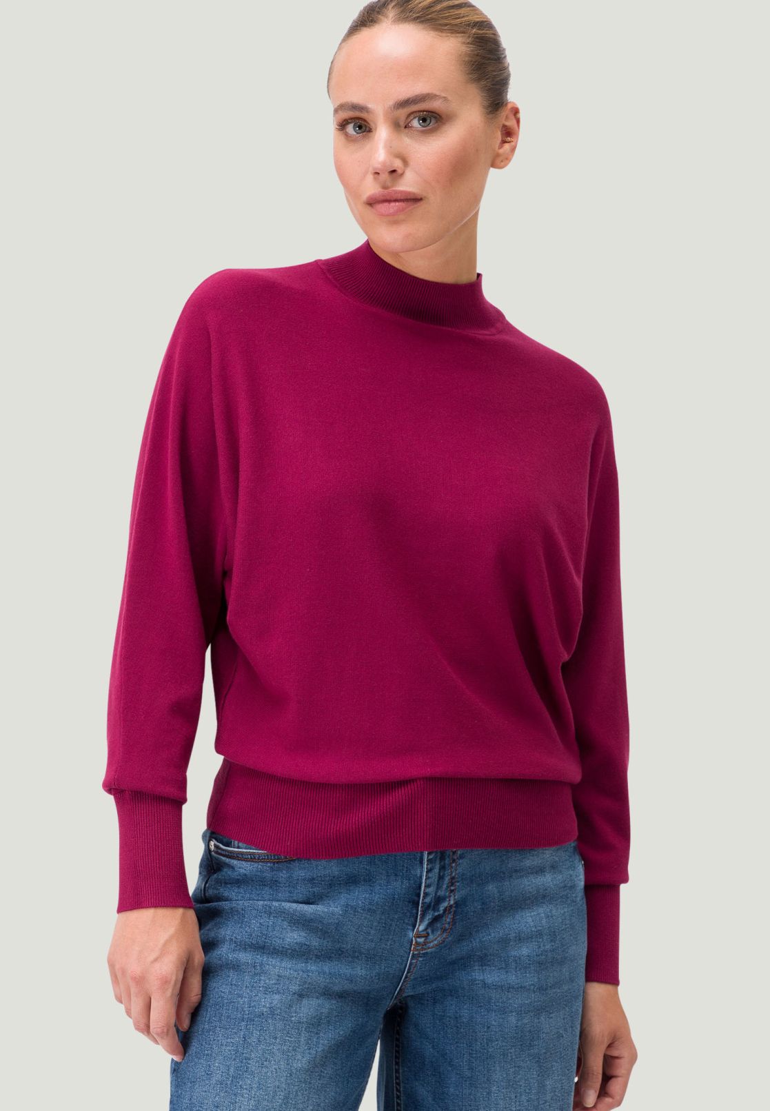 Strickpullover mit Stehkragen