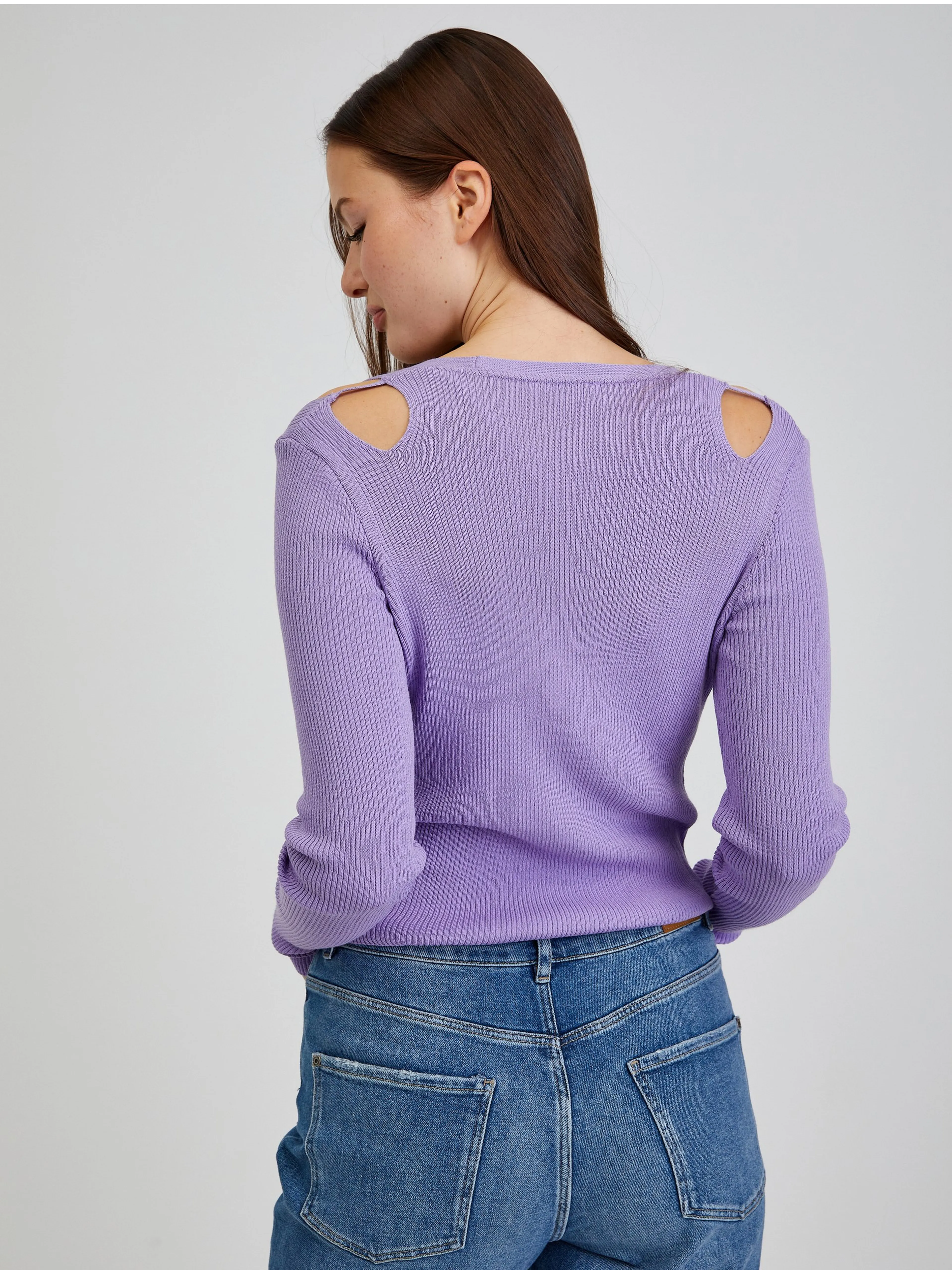 Lila Damen Cardigan mit Ausschnitten ORSAY