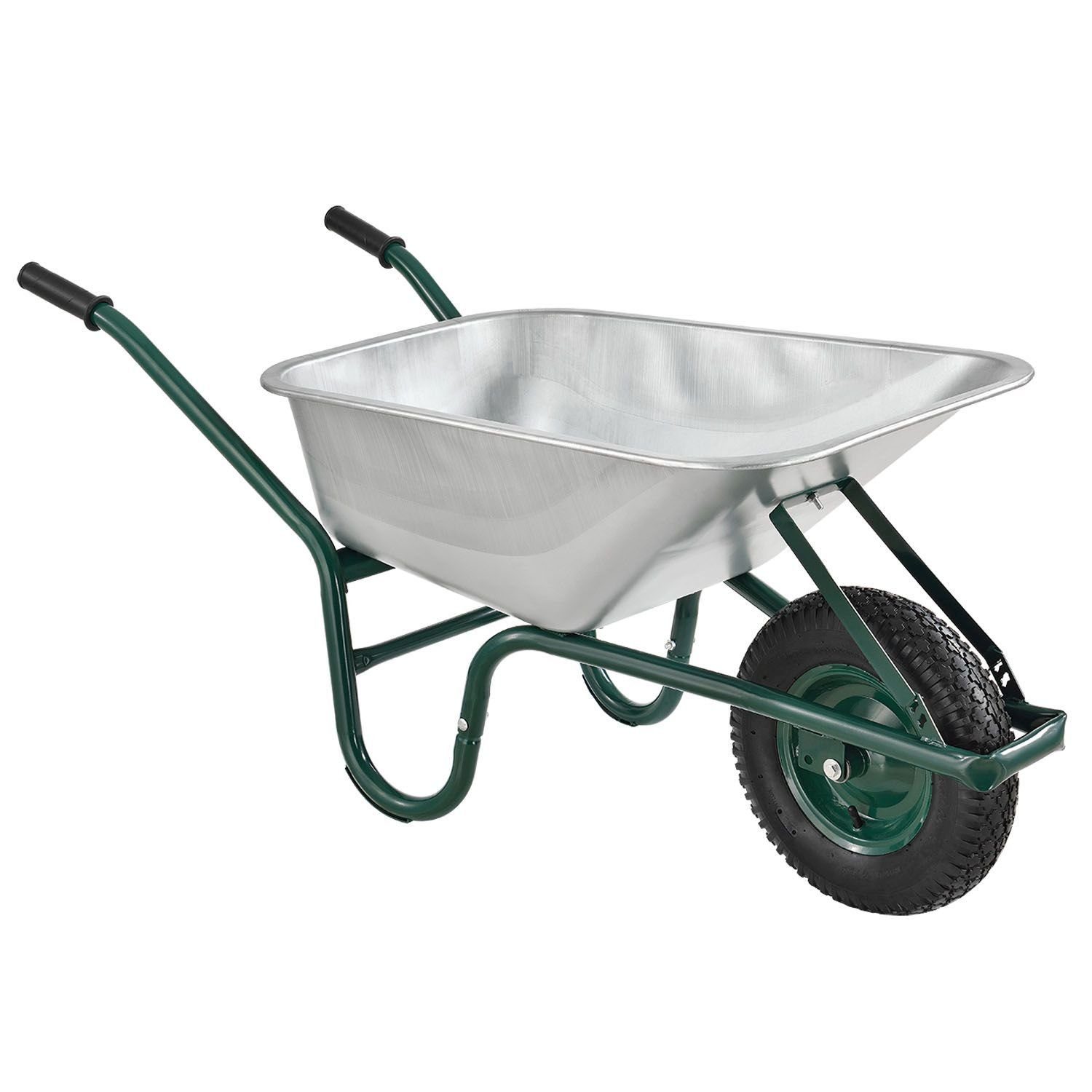 Juskys Schubkarre Garden, 100L, bis 210 kg, Luftreifen, verzinkte Wanne, inkl. Handschuhe