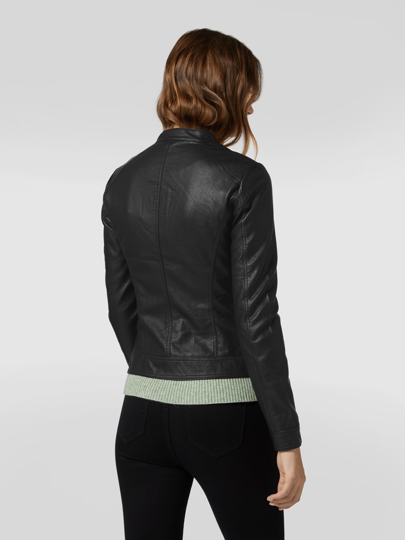 Jacke im authentischen Leder-Look in schwarz