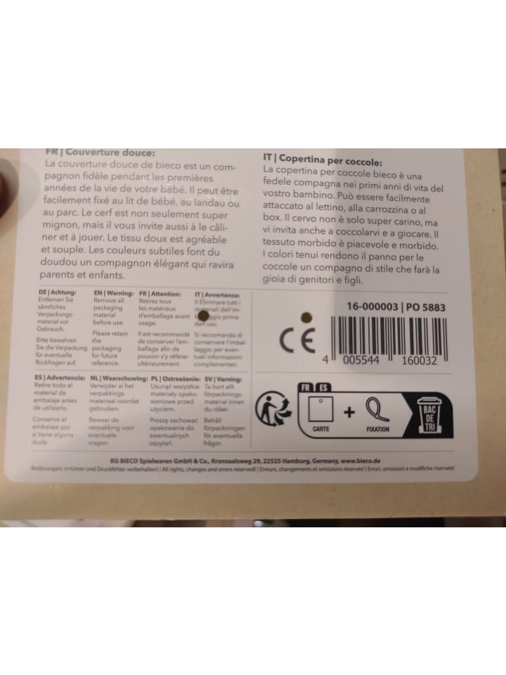Bieco Spielwaren Schmusetuch Reh - ab Geburt in Beige günstig kaufen onesize