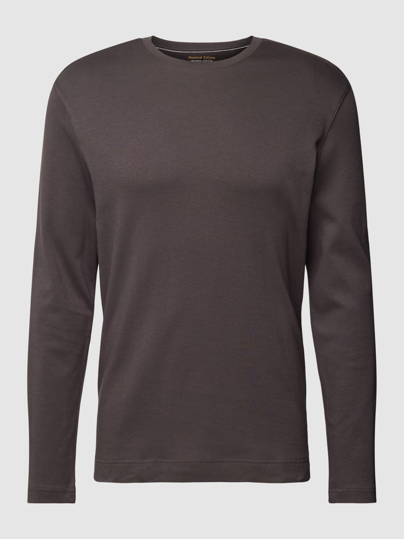 Longsleeve mit geripptem Rundhalsausschnitt in anthrazit