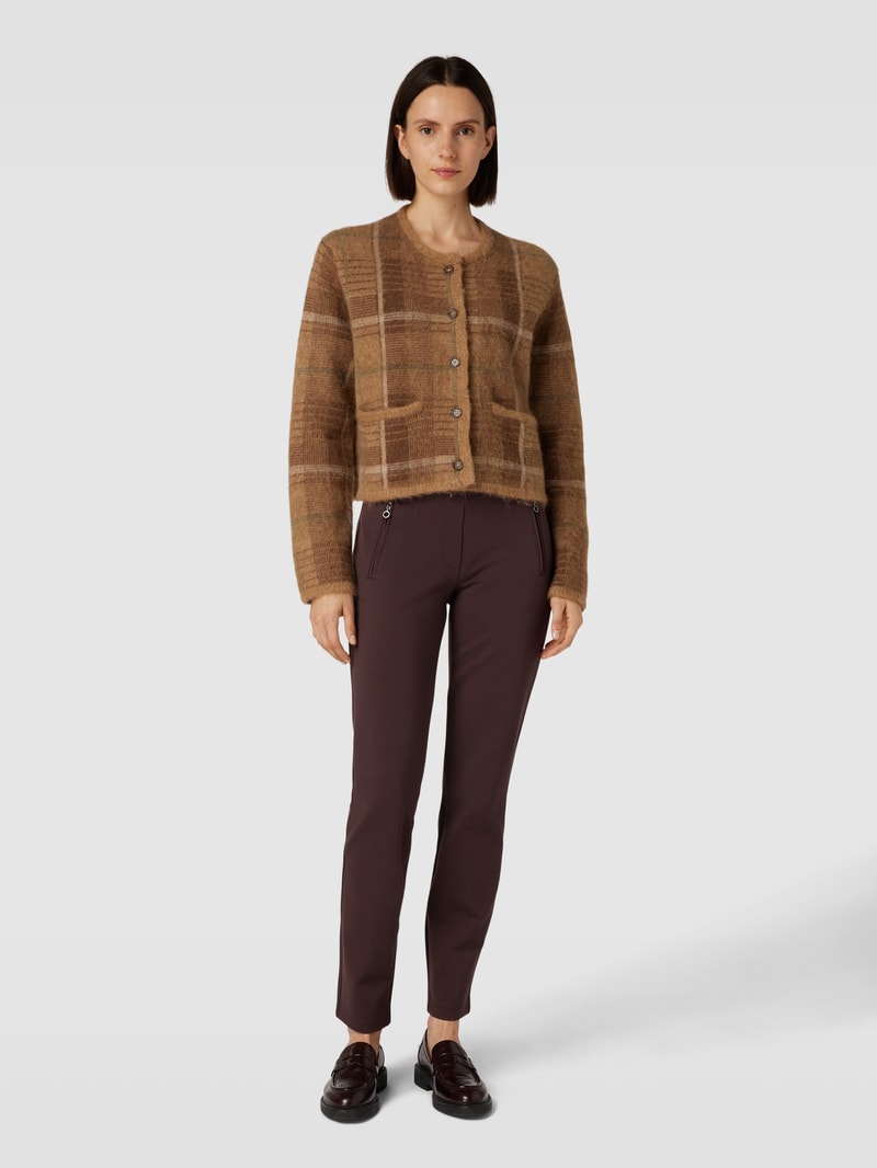 Skinny Fit Stoffhose mit Stretch-Anteil in schokobraun