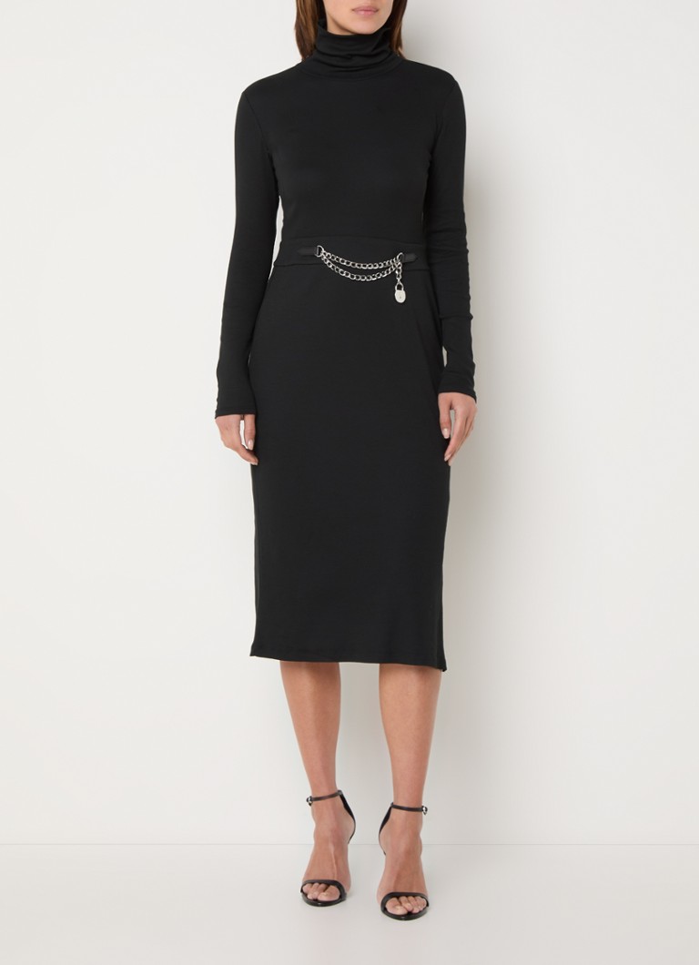 Ralph Lauren Rib-knit midi dress with turtleneck and side slit