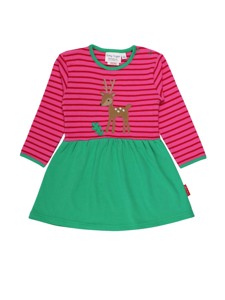 Toby Tiger Kleid mit Rehkitz Applikation in rosa günstig kaufen