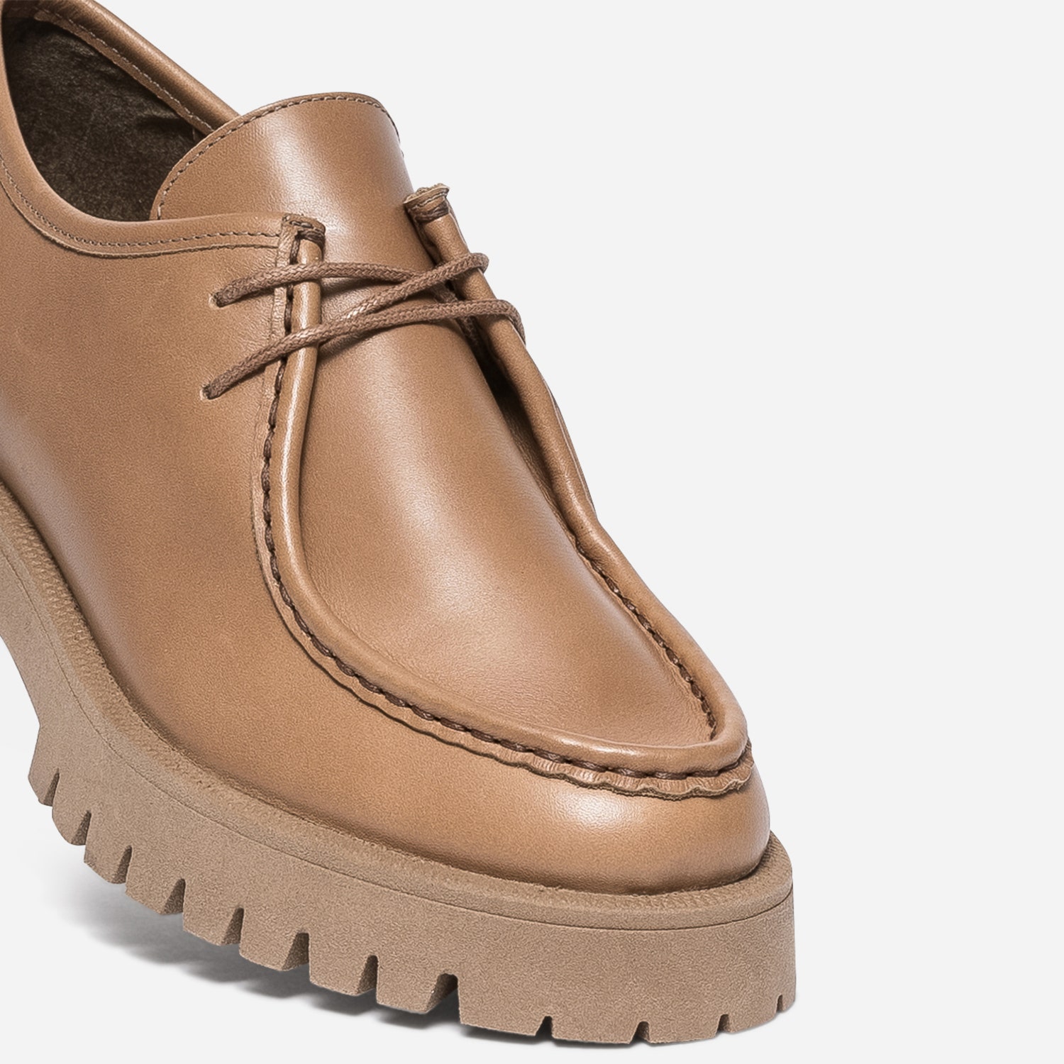 Derby TEXTO camel éco-conçu cuir à semelle crantée