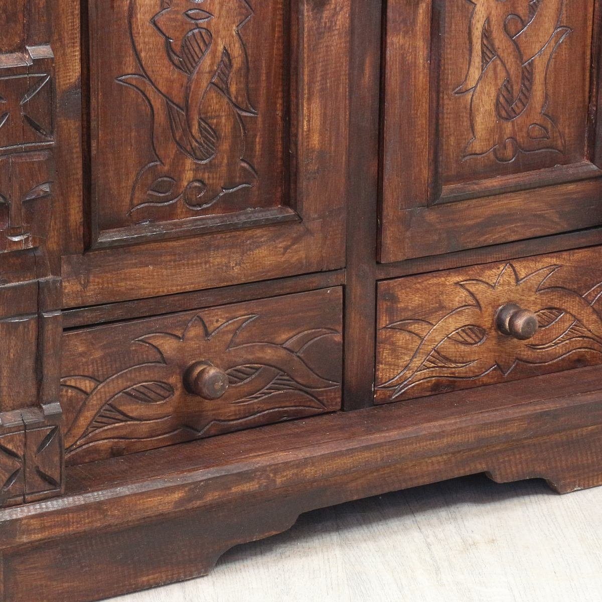 Oriental Galerie Mehrzweckschrank Schrank 80 x 80 cm Braun Tribal Handarbeit