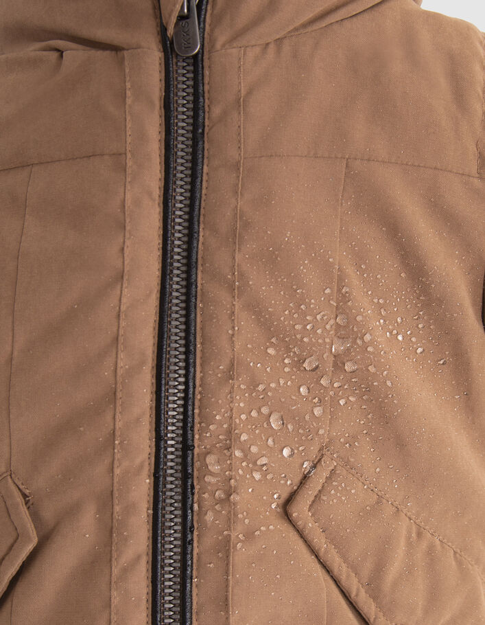 Parka camel fourrée à capuche bébé garçon