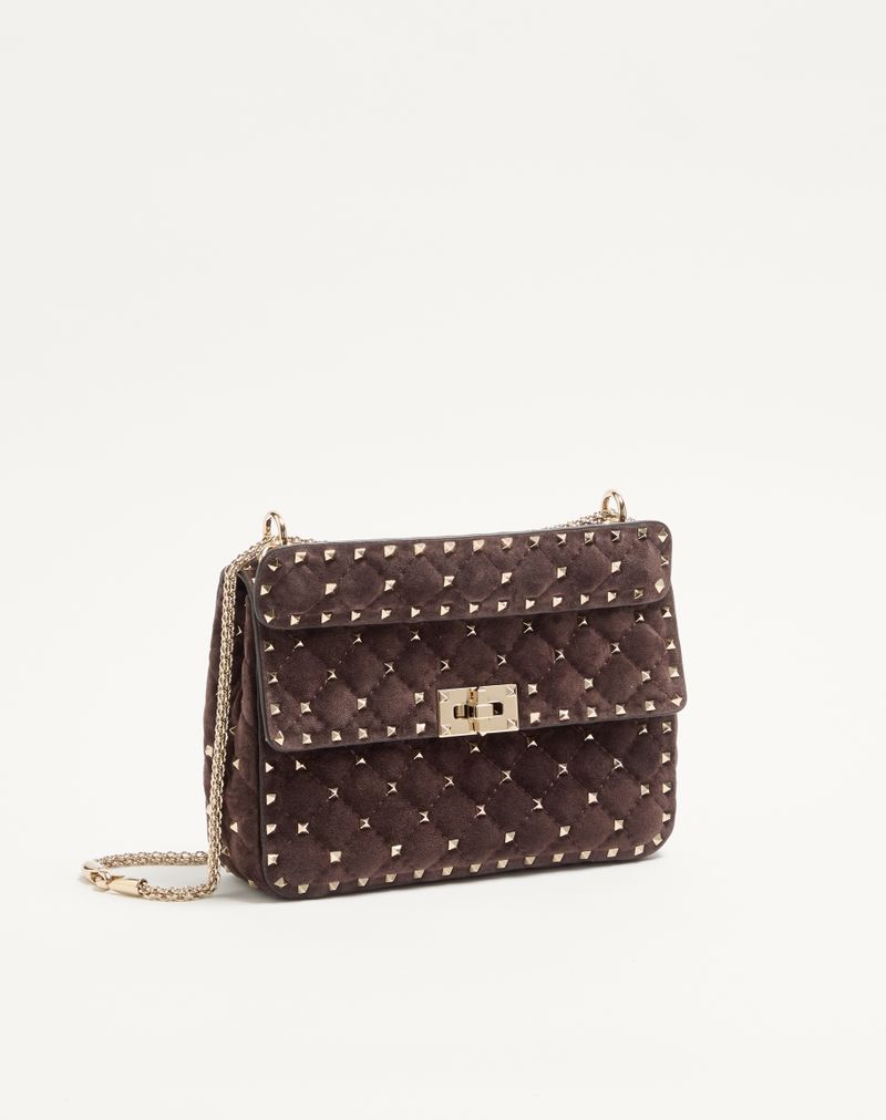 Valentino Garavani Bolsa Rockstud Spike Média Camurça