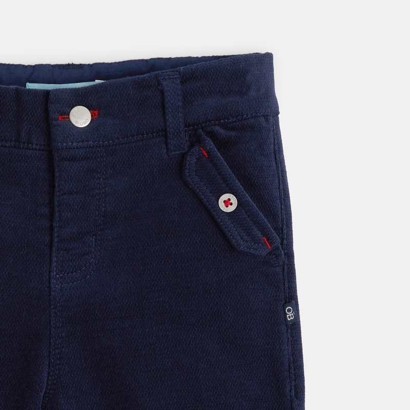 Pantalon velours fantaisie à revers bleu bébé garçon