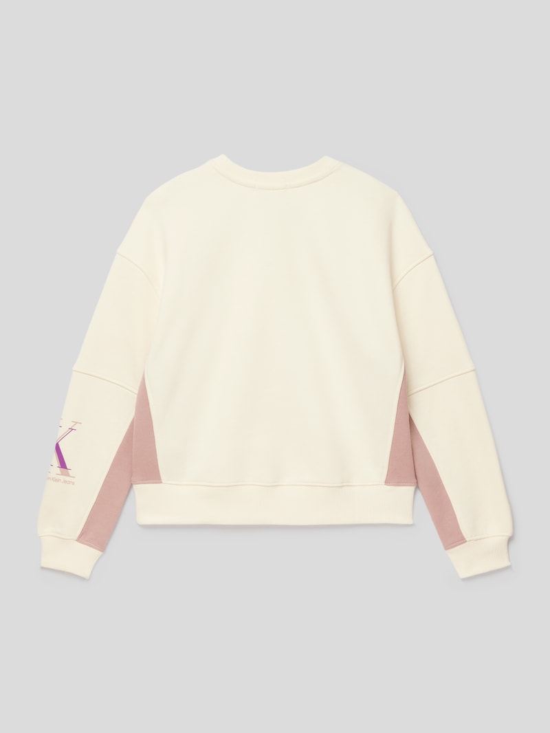 Sweatshirt mit Label-Print in ecru