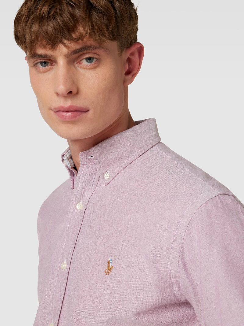 Slim Fit Freizeithemd mit Logo-Stitching in weiß