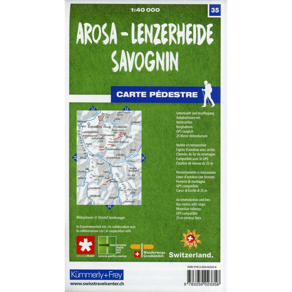 Arosa - Lenzerheide - Savognin 35 Wanderkarte 1:40 000 matt laminiert - Wanderkarte