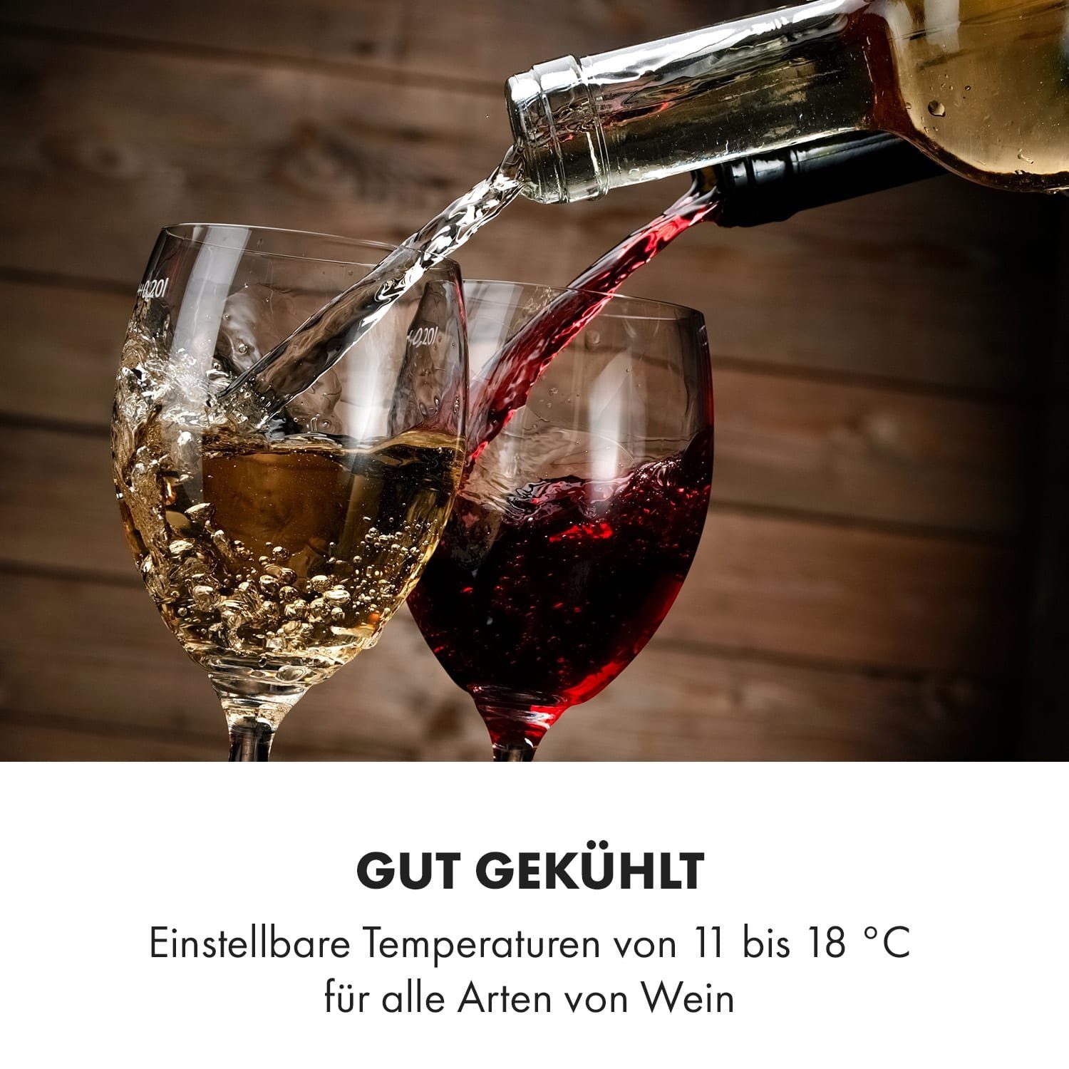 Klarstein Weinkühlschrank Reserva 12 Uno, für 12 Standardflaschen á 0,75l,Wein Flaschenkühlschrank Weintemperierschrank Weinschrank Kühlschrank