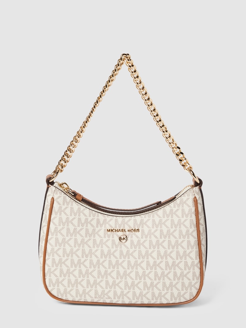 Handtasche mit Label-Detail in metallic Modell 'JET SET CHARM' in ecru
