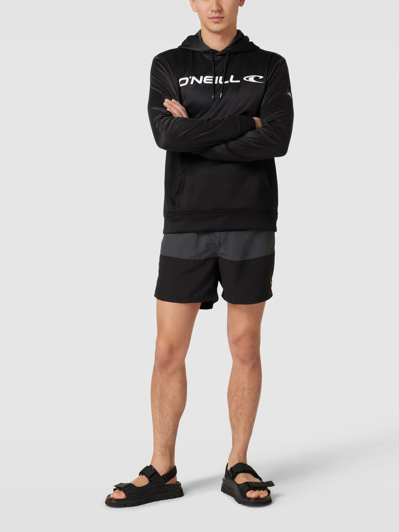 Hoodie mit Label-Stitching Modell 'RUTILE' in schwarz