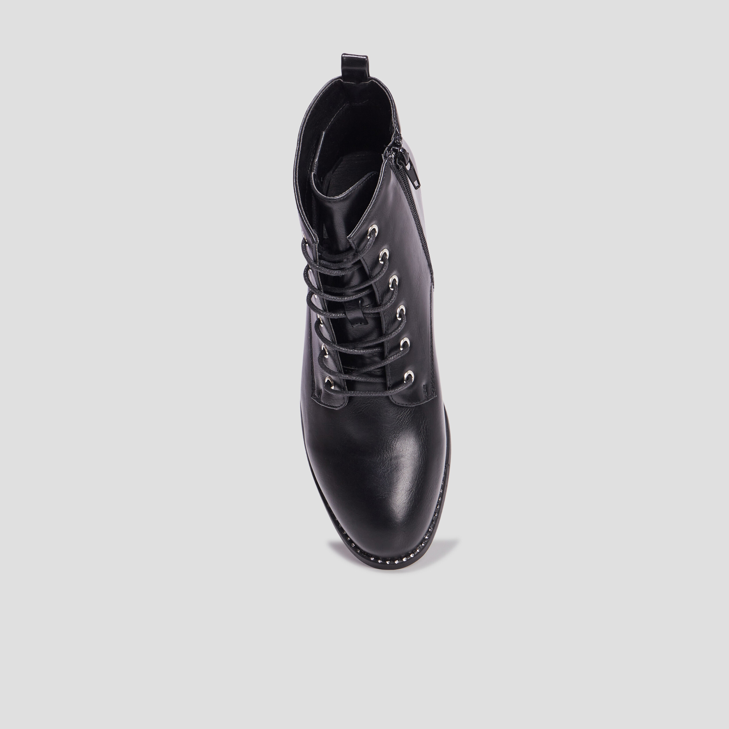 Bottines zippées à lacets noir femme | La Halle