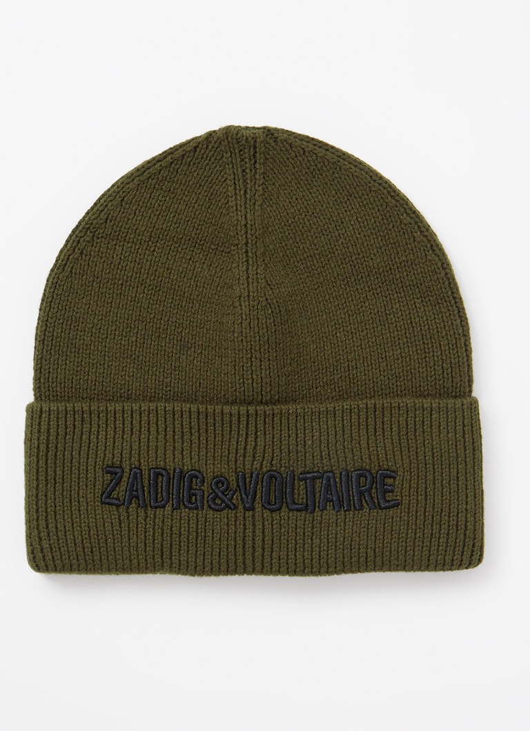 Zadig&Voltaire Pull On -uurrettu neulepipo kashmirsekoitteesta, jossa logobrodeeraus