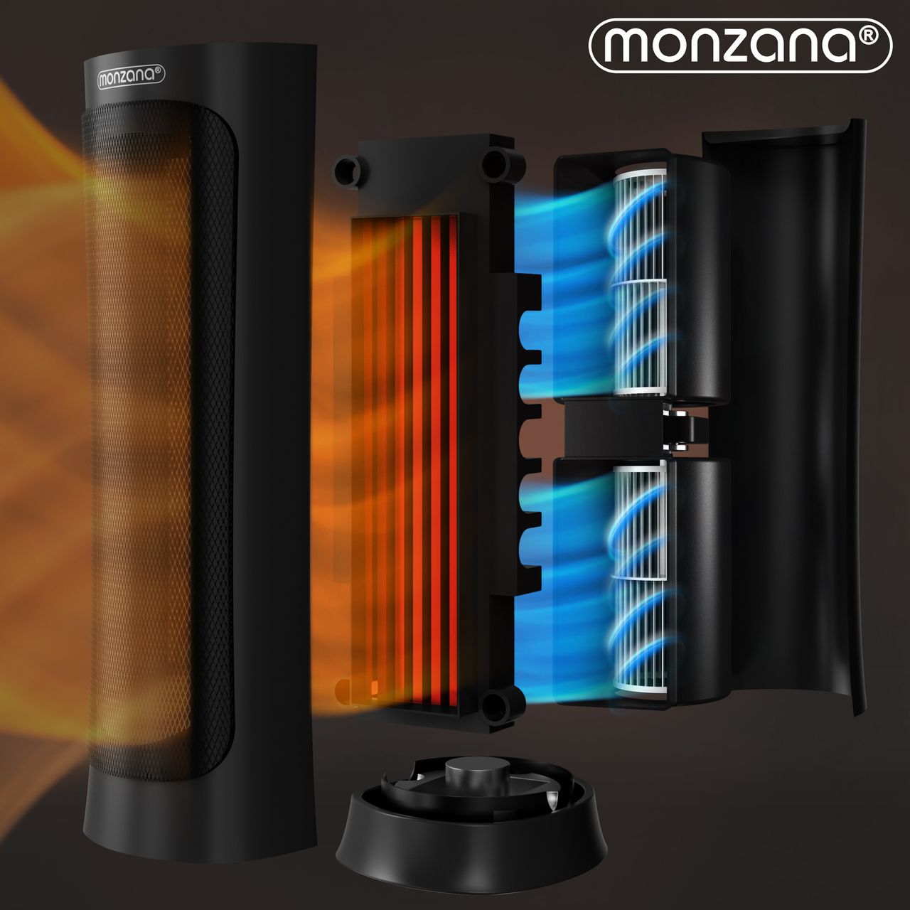 Casaria monzana® Keramikheizlüfter MZKH2200 schwarz