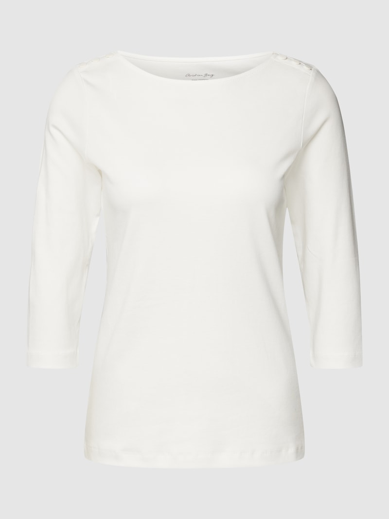 T-Shirt mit 3/4-Arm und dekorativen Knöpfen in offwhite