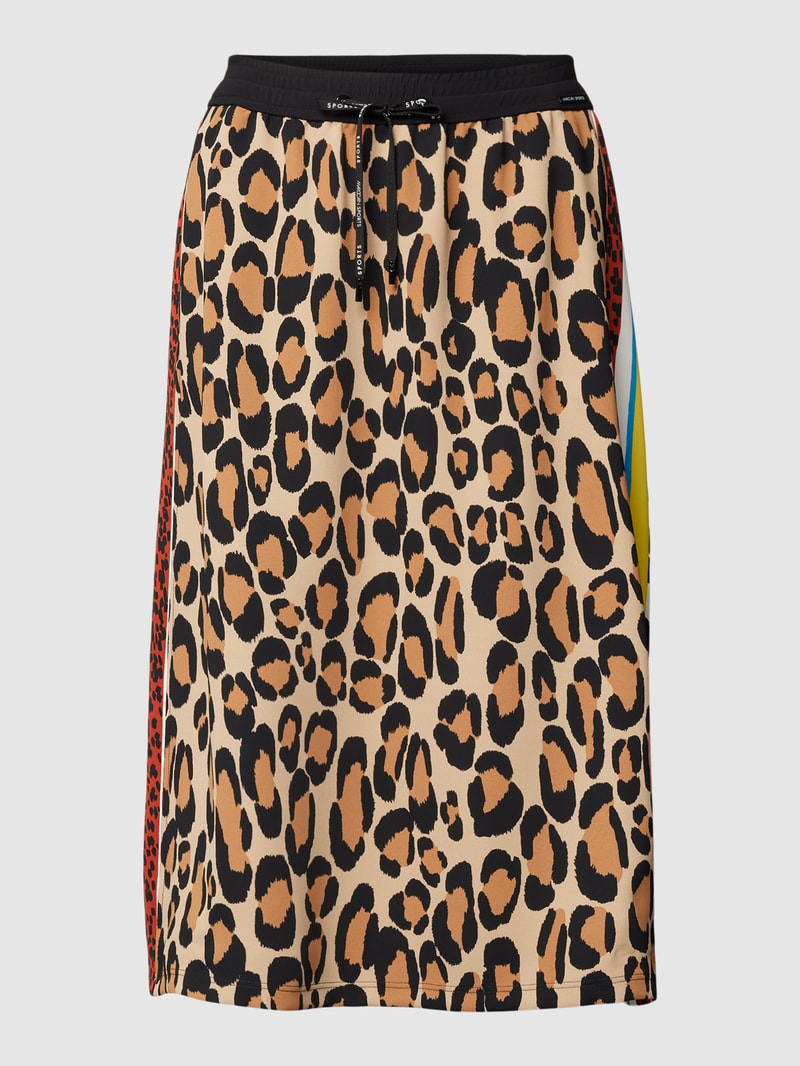 Knielanger Rock mit Animal-Print in schwarz