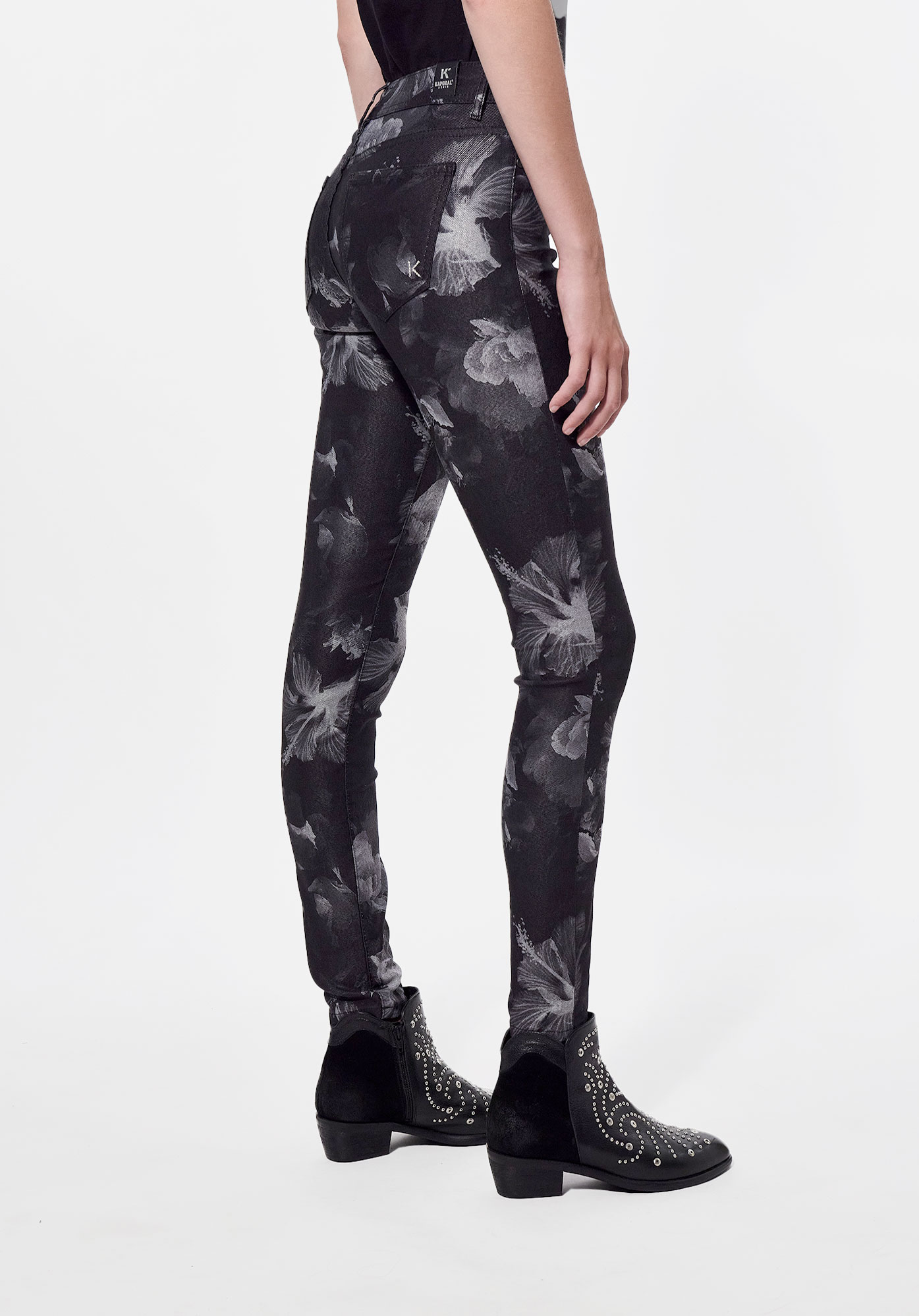 SOHER  Jean skinny fleuri Femme