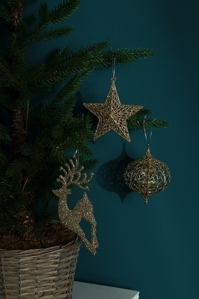 MyFlair 3er-Set Weihnachtsanhänger, Silberglitter
