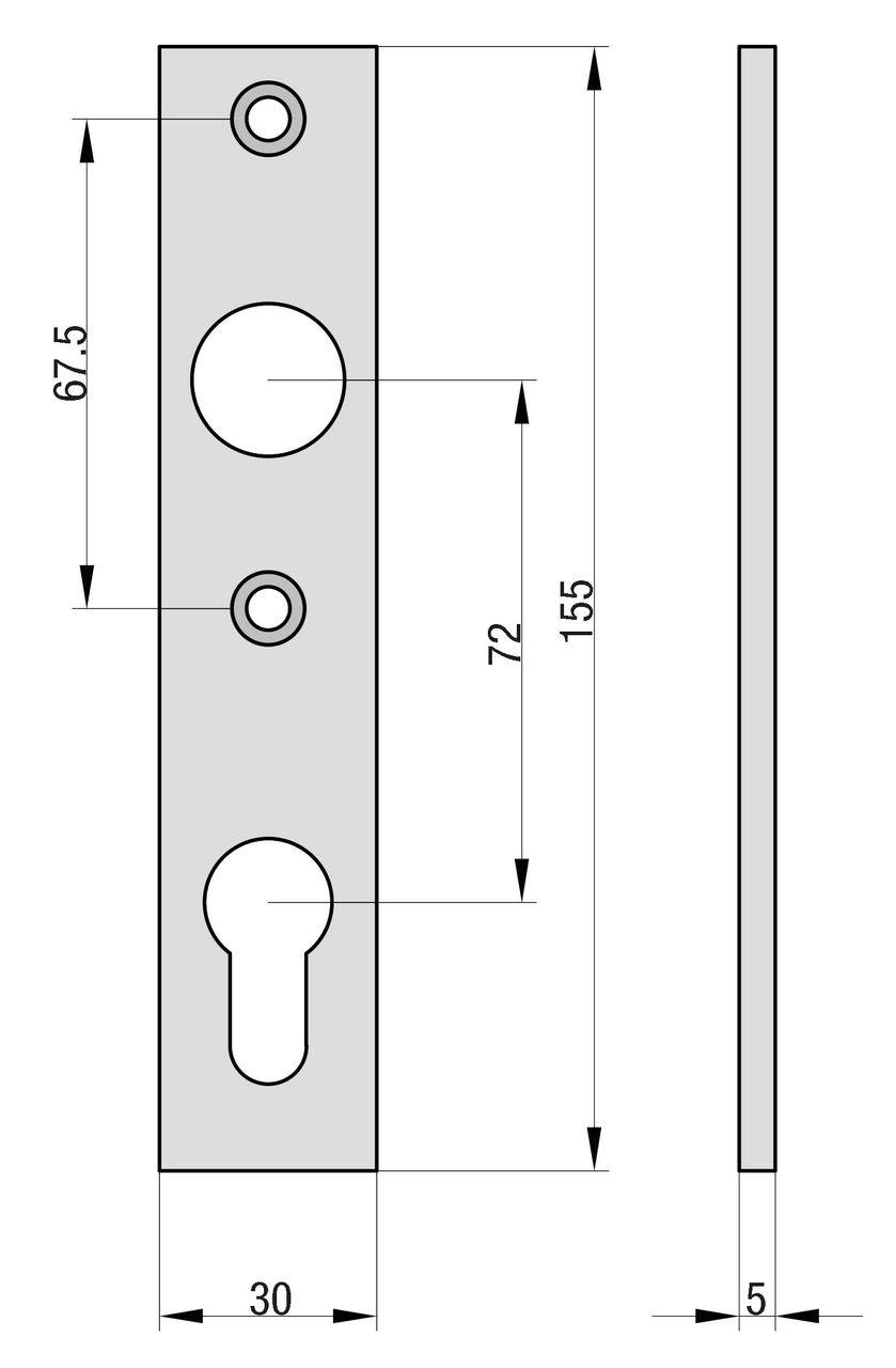 Basi Kurzschild - SK 912 - Alu F1 - Lochung: PZ - Schildabmessung: 155x30x5 mm