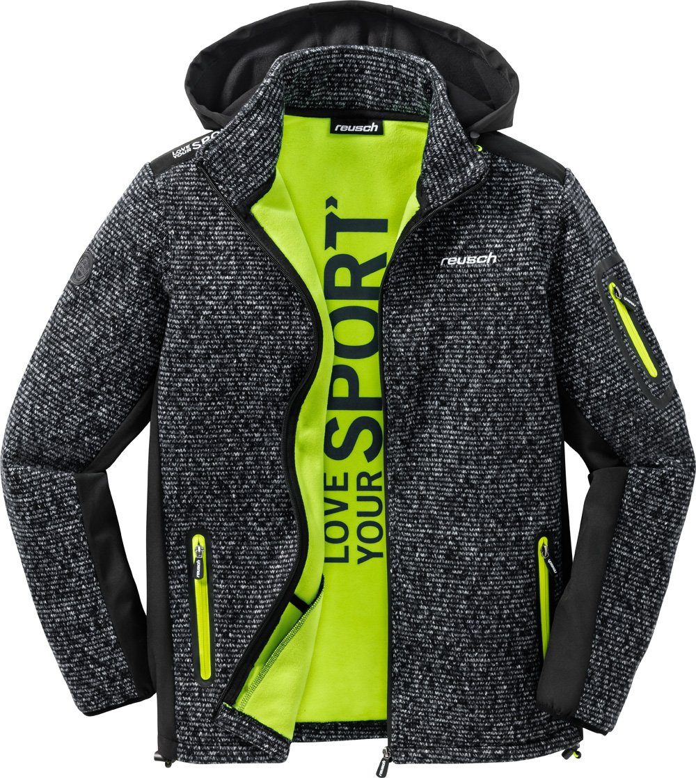 Reusch Funktionsjacke mit Stehkragen, abnehmbarer Kapuze und innen kuschligem Fleece