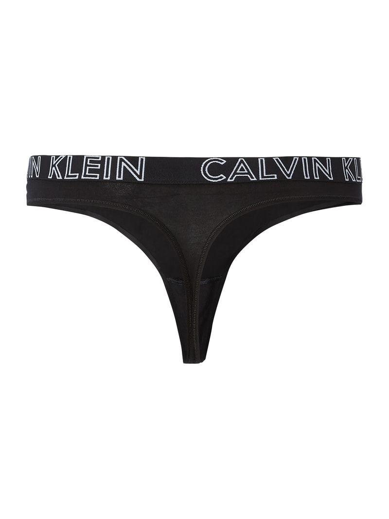 String mit Logo-Bund in schwarz