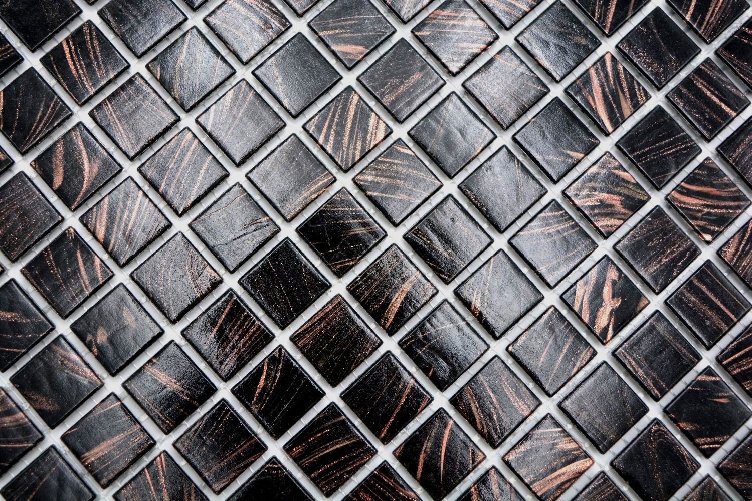 Mosani Mosaikfliesen Quadratisches Glasmosaik Mosaikfliesen dunkelbraun glänzend