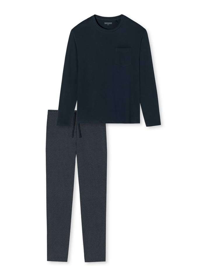Schiesser Pyjama Ebony in Blau günstig kaufen