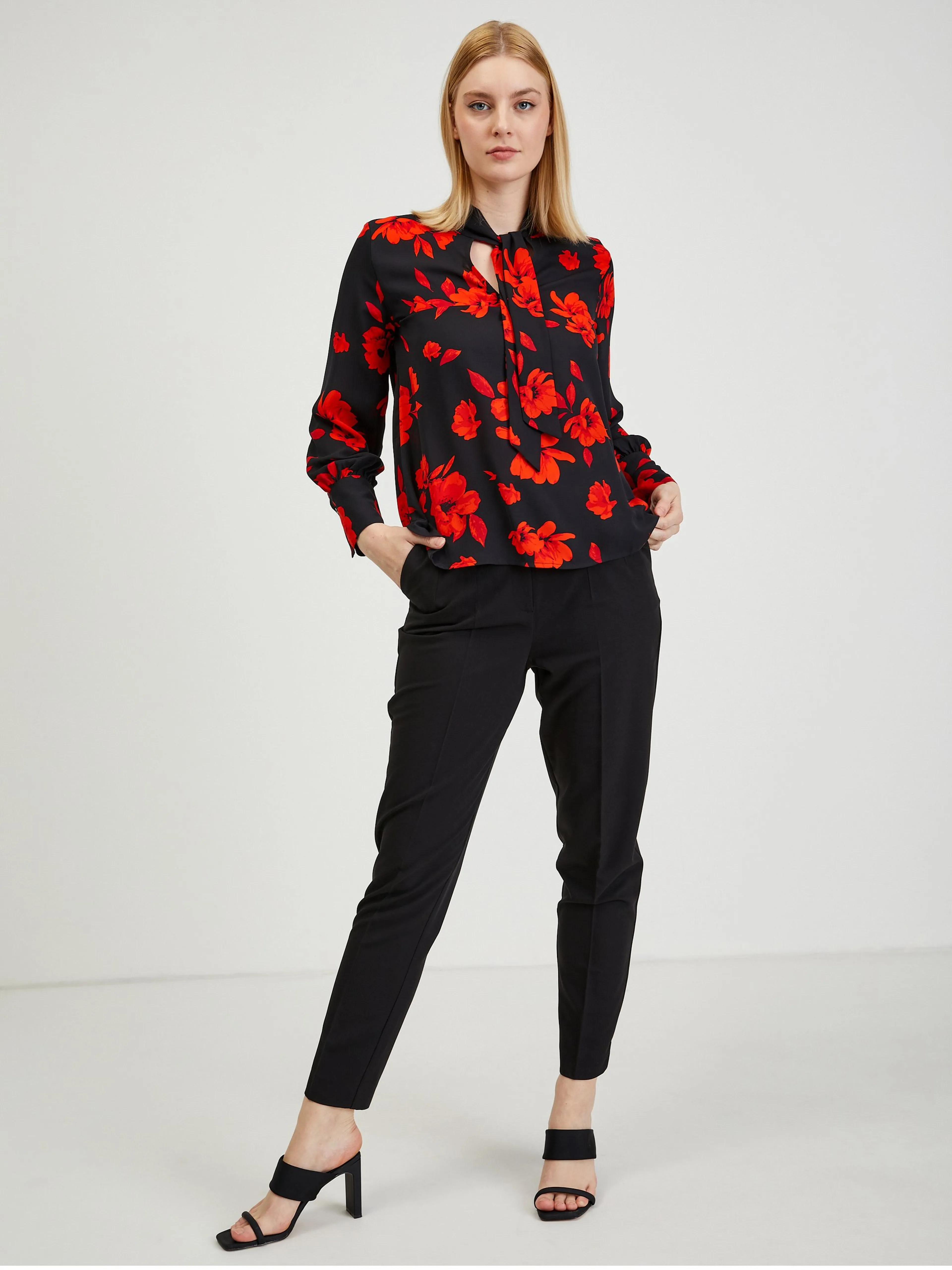 Rot-schwarze Damenbluse ORSAY