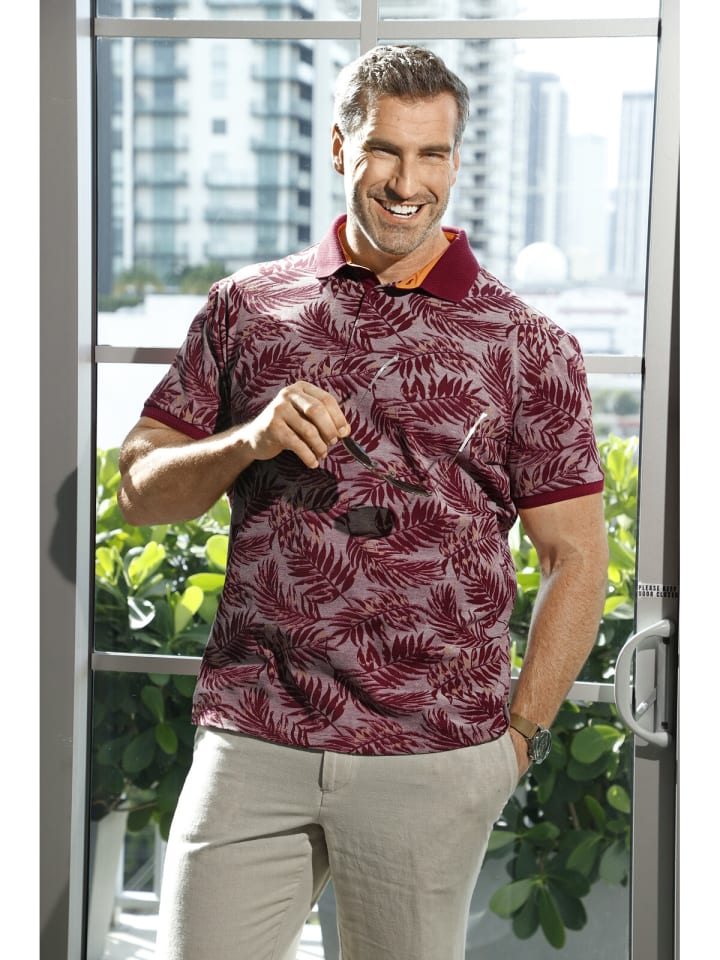 Charles Colby Poloshirt EARL ANGUS in rot gemustert günstig kaufen