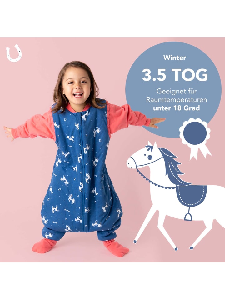 Schlummersack Schlafsack mit Füßen und umklappbaren Bündchen 3.5 TOG in Blau günstig kaufen