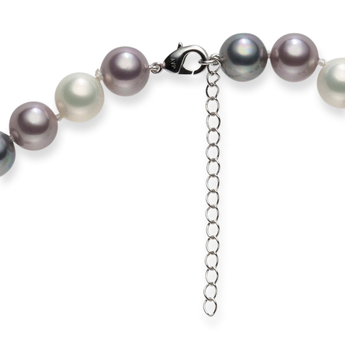 Perlen-Kette Messing Muschelkernperle in Silber