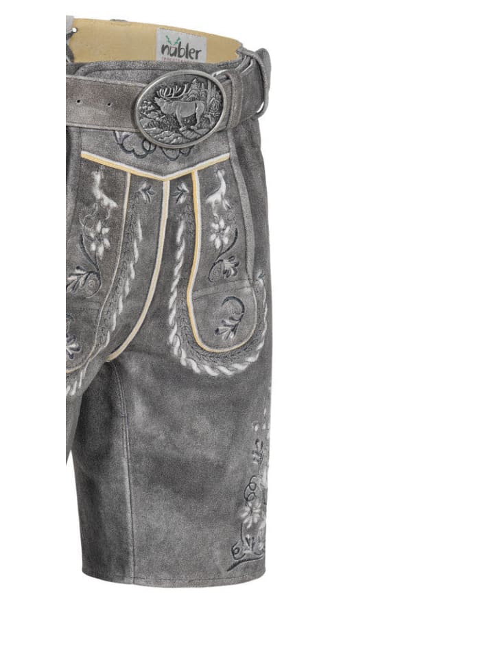 Nübler Lederhose kurz Norbert in Grau günstig kaufen 52