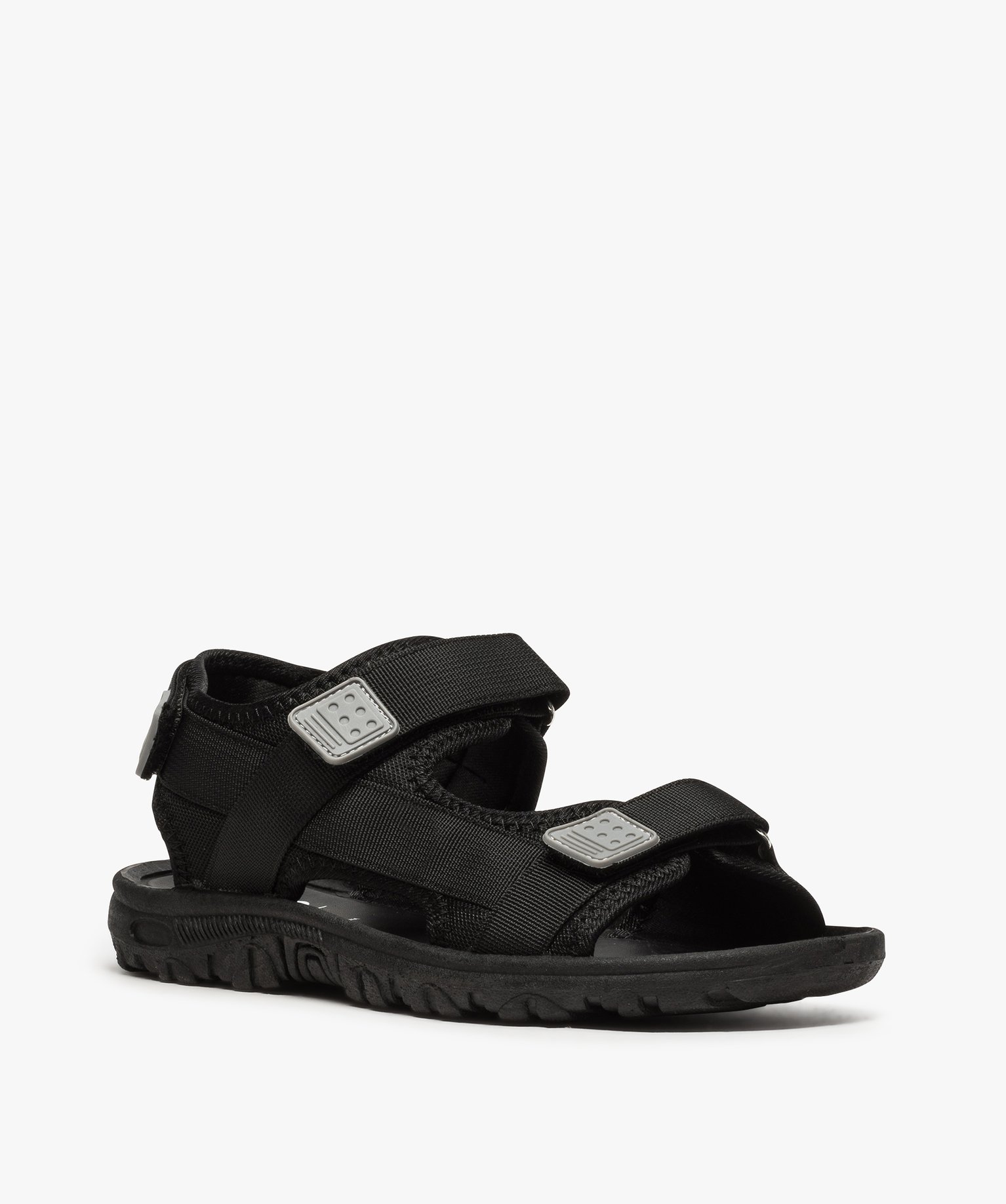 Sandales homme en textile fermeture trois bandes scratch noir | GEMO
