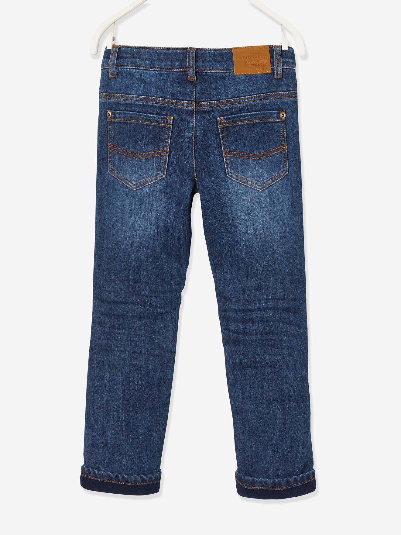 Jean droit indestructible doublé polaire garçon denim brut