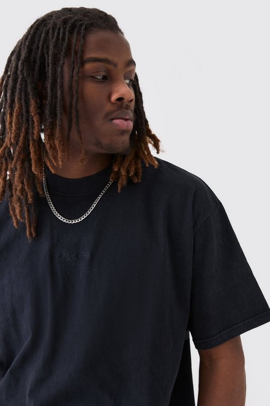 Man Oversize T-Shirt mit Acid-Waschung